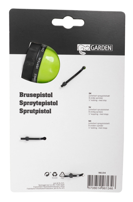 Hagepistol med 8 sprayfunksjoner 1/2" – Garden